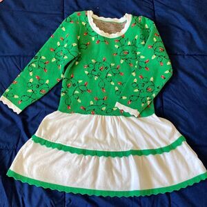 Girls Christmas Sweater Dress Holiday Lights Knit Dress Size 6Y